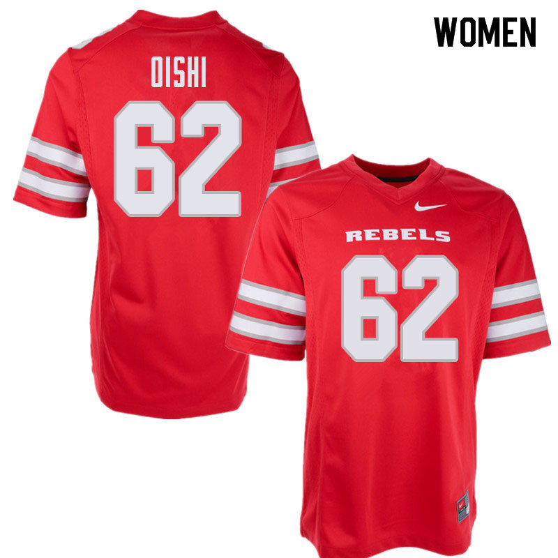 Women's UNLV Rebels #62 Nathaniel Oishi College Football Jerseys Sale-Red - Click Image to Close